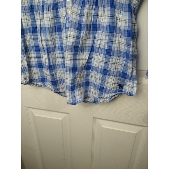abercrombie and fitch V Button Blue Plaid Button Sleeve Blouse. Size L - Picture 4 of 9